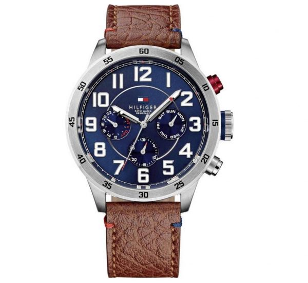 TOMMY HILFIGER Multifunction Brown Leather Strap
