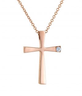 Βαπτιστικός σταυρός ροζ Τριάντος για κορίτσι