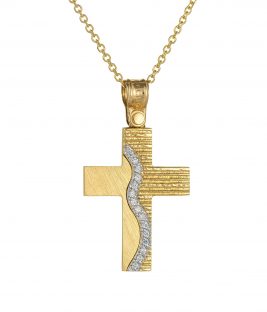 Βαπτιστικος σταυρος χρυσος για κοριτσι διπλης οψης